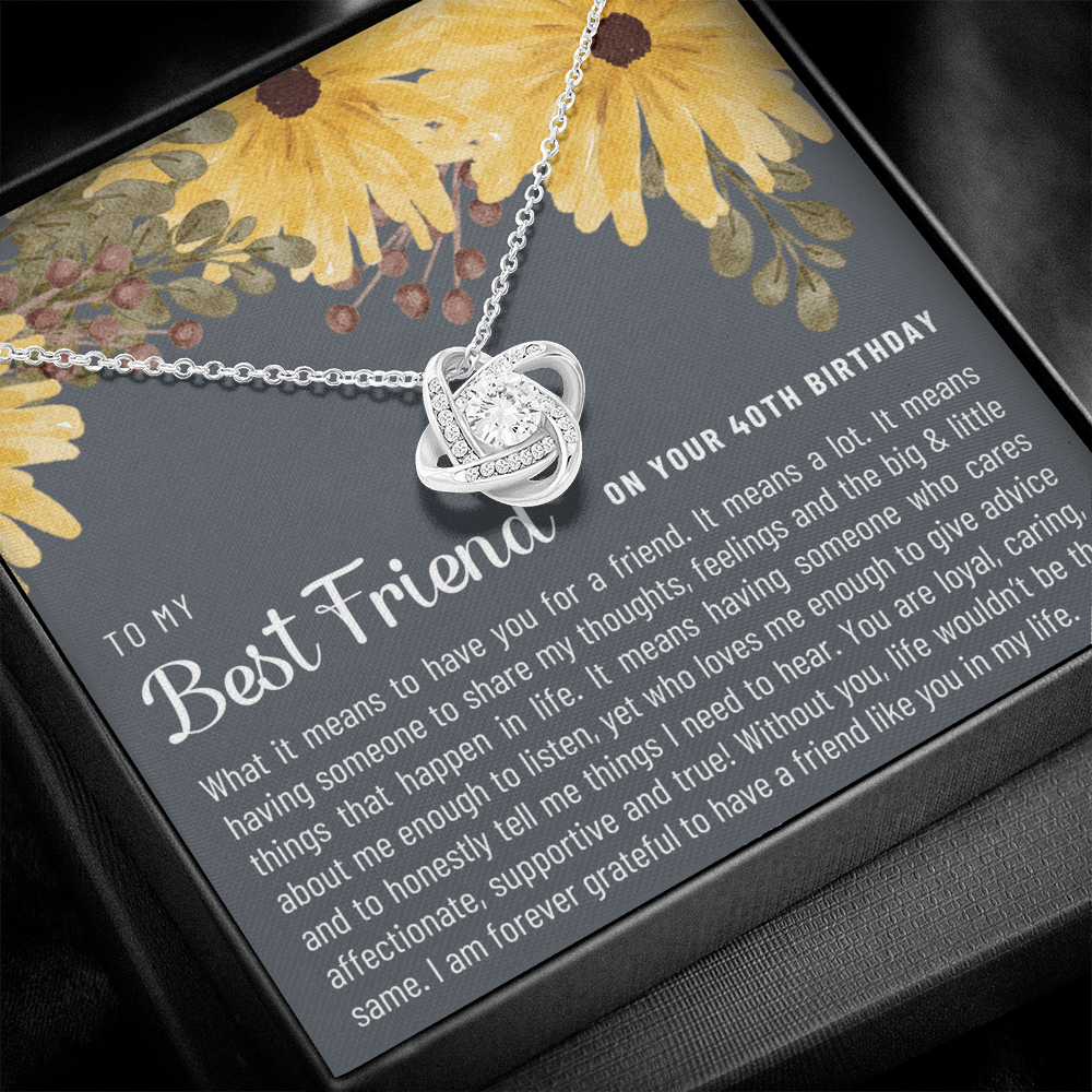 Best Friend 40th Birthday Gift - Infinity Knot Necklace, Sentimental Birthday Gift for Her, Special Friend 40th Jewelry