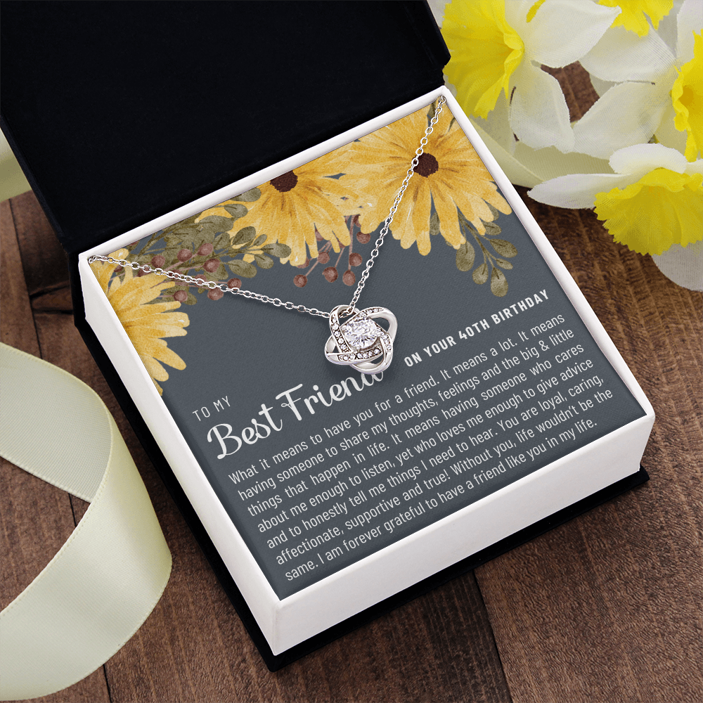 Best Friend 40th Birthday Gift - Infinity Knot Necklace, Sentimental Birthday Gift for Her, Special Friend 40th Jewelry