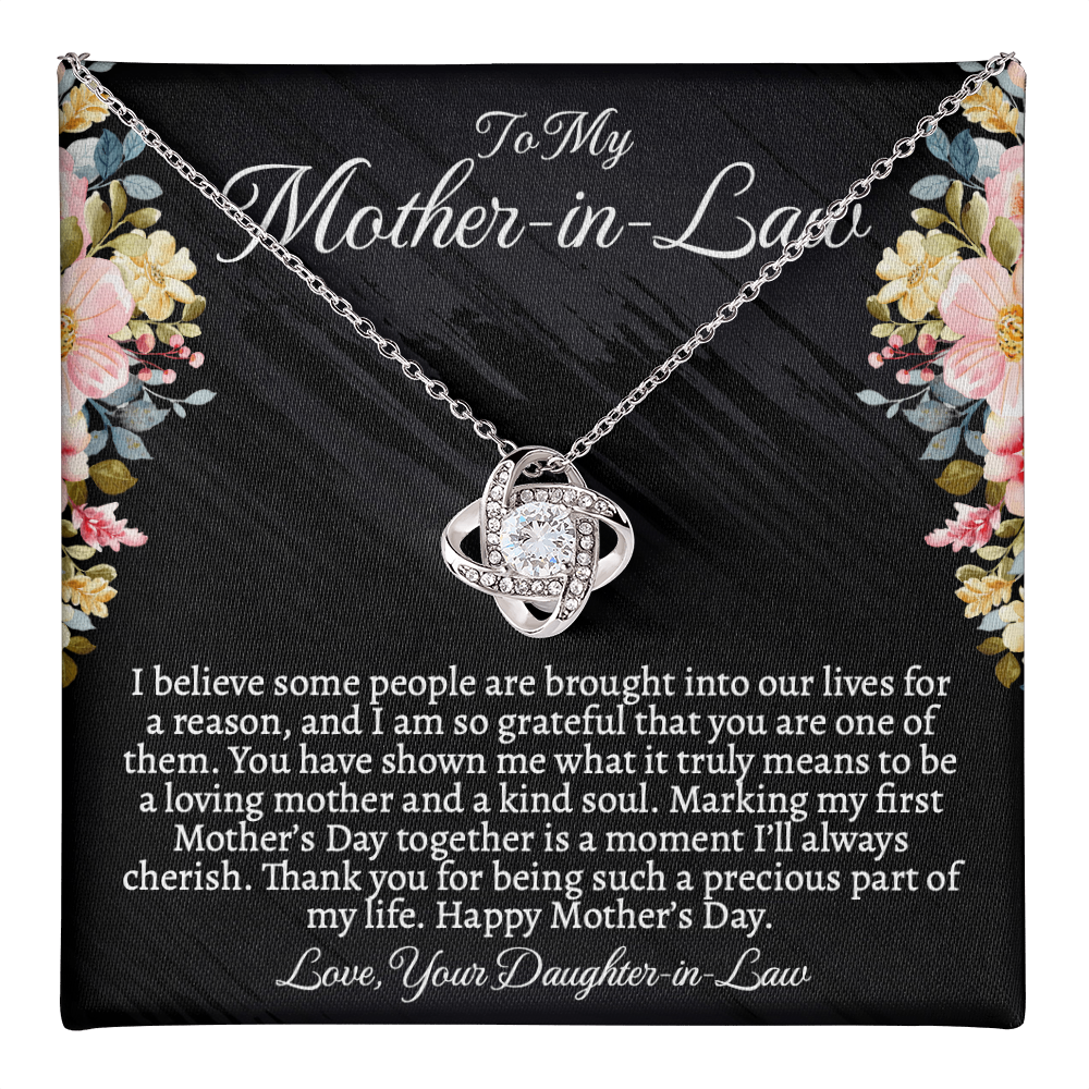 First Mother's Day Gift for Mother-in-Law, Meaningful Love Knot Necklace with Personalized Message Card, Daughter-in-Law to Mother-in-Law Jewelry