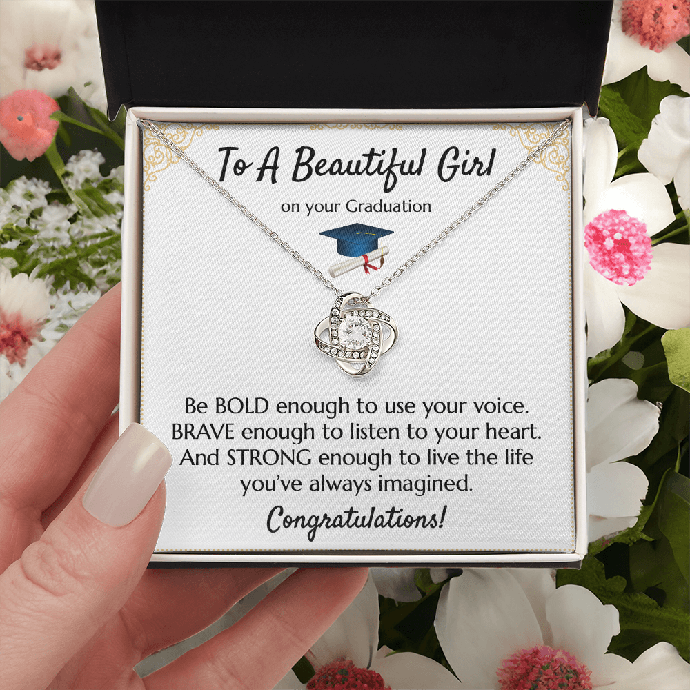 Empowering Graduation Jewelry - Bold Brave Strong Necklace Gift for Daughter or Granddaughter