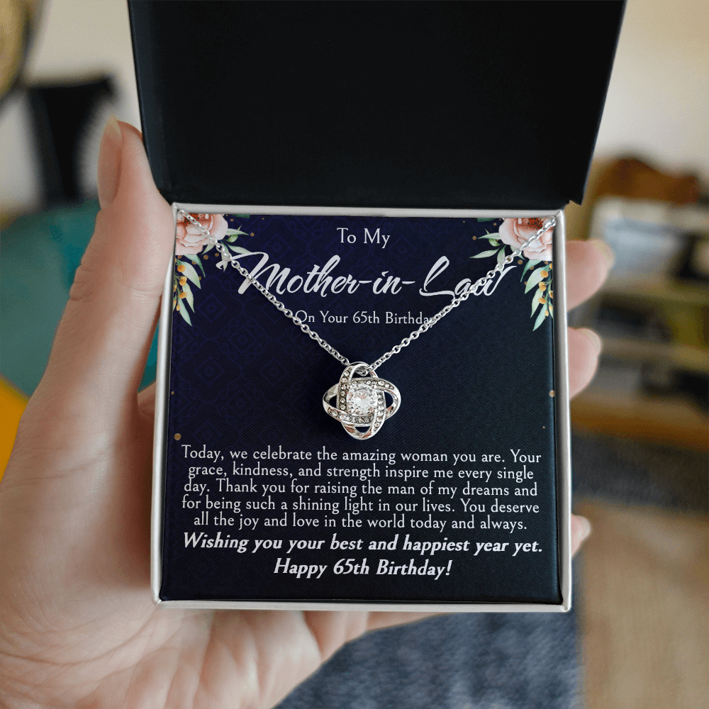 Mother-in-Law 65th Birthday Gift | Love Knot Necklace | Elegant Jewelry Gift for Mom-in-Law