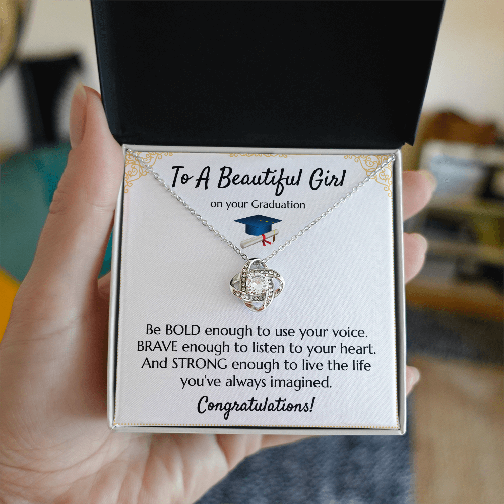 Empowering Graduation Jewelry - Bold Brave Strong Necklace Gift for Daughter or Granddaughter