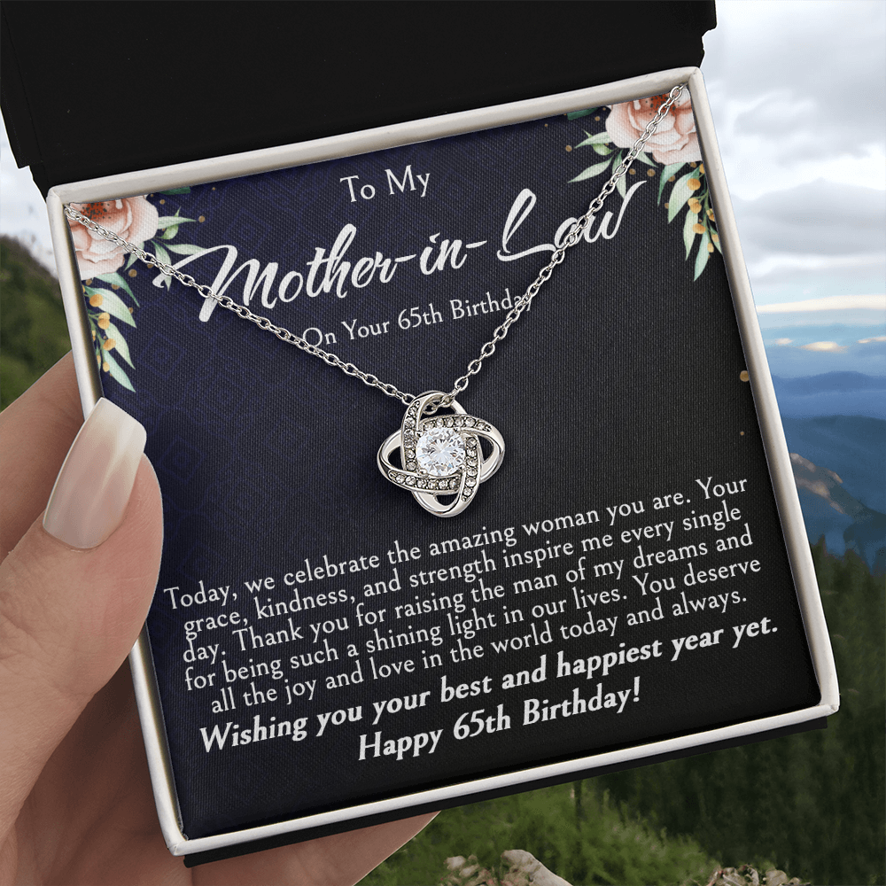 Mother-in-Law 65th Birthday Gift | Love Knot Necklace | Elegant Jewelry Gift for Mom-in-Law