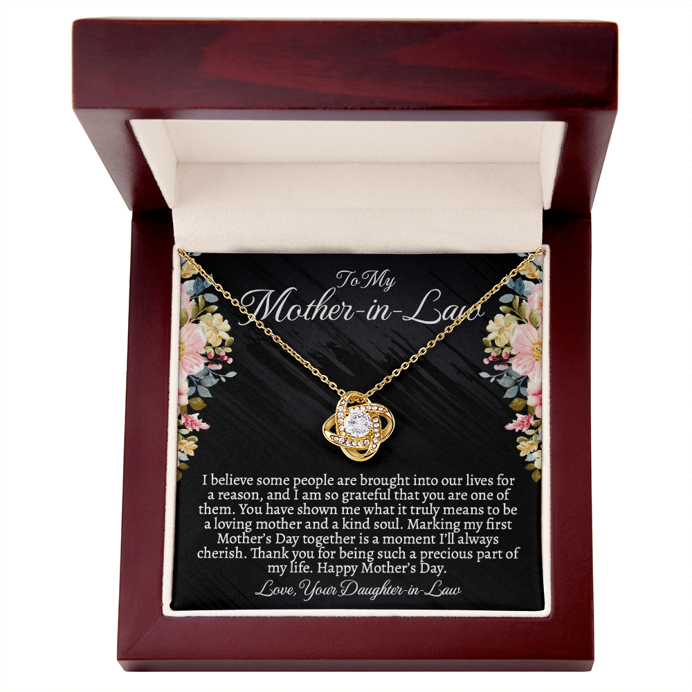 First Mother's Day Gift for Mother-in-Law, Meaningful Love Knot Necklace with Personalized Message Card, Daughter-in-Law to Mother-in-Law Jewelry