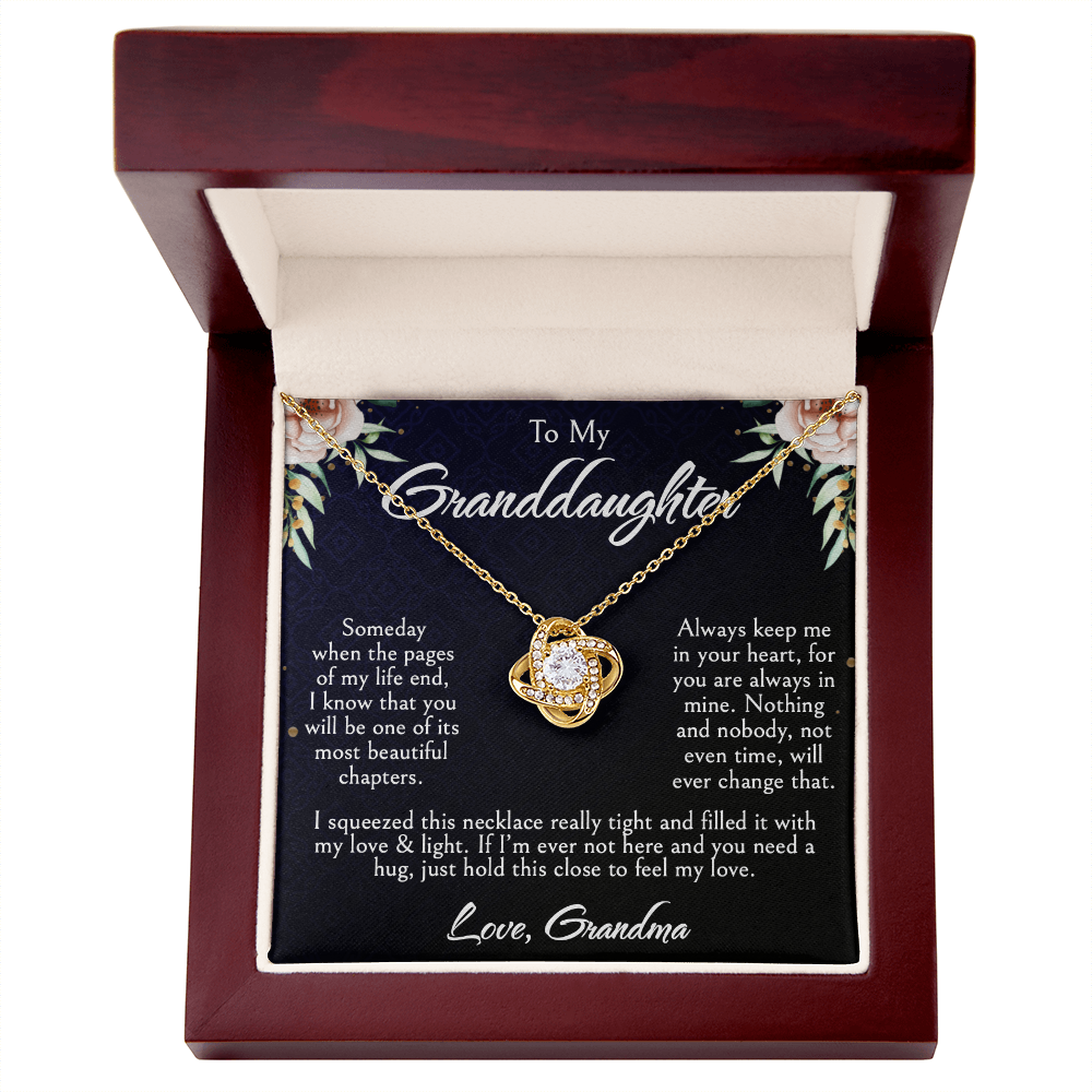To My Granddaughter Necklace, Love Knot Pendant, Birthday, Graduation, Christmas, Mother's Day Gift From Grandma, Jewelry with LED Box & Message Card