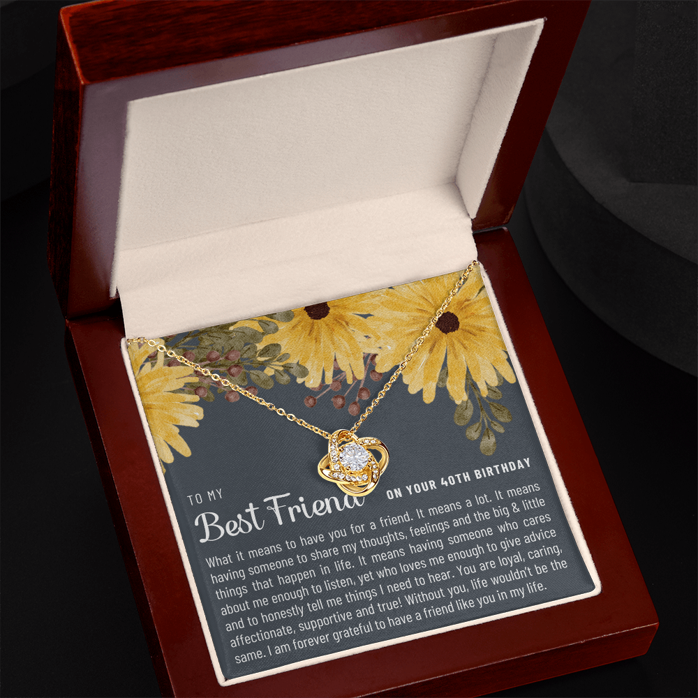 Best Friend 40th Birthday Gift - Infinity Knot Necklace, Sentimental Birthday Gift for Her, Special Friend 40th Jewelry