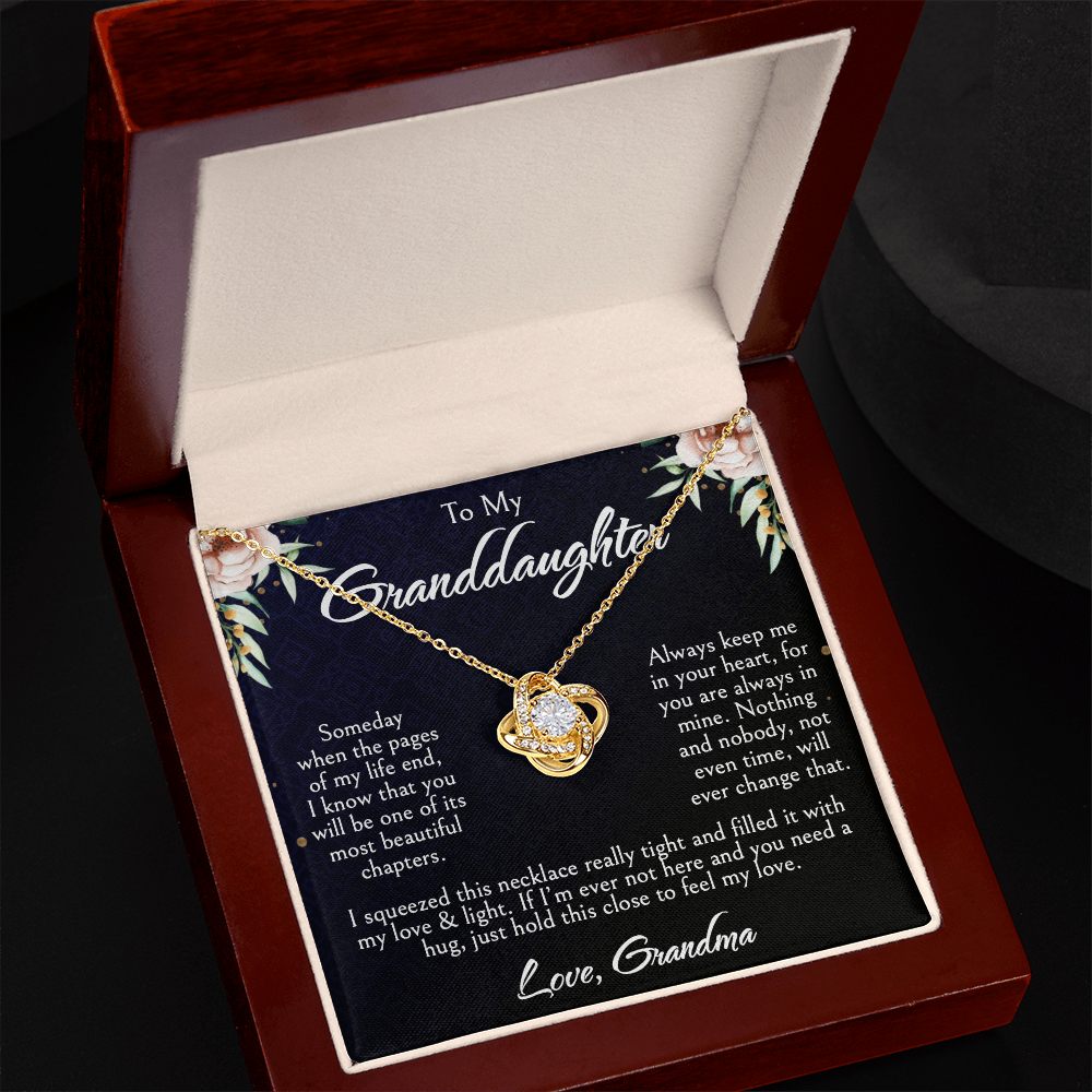 To My Granddaughter Necklace, Love Knot Pendant, Birthday, Graduation, Christmas, Mother's Day Gift From Grandma, Jewelry with LED Box & Message Card