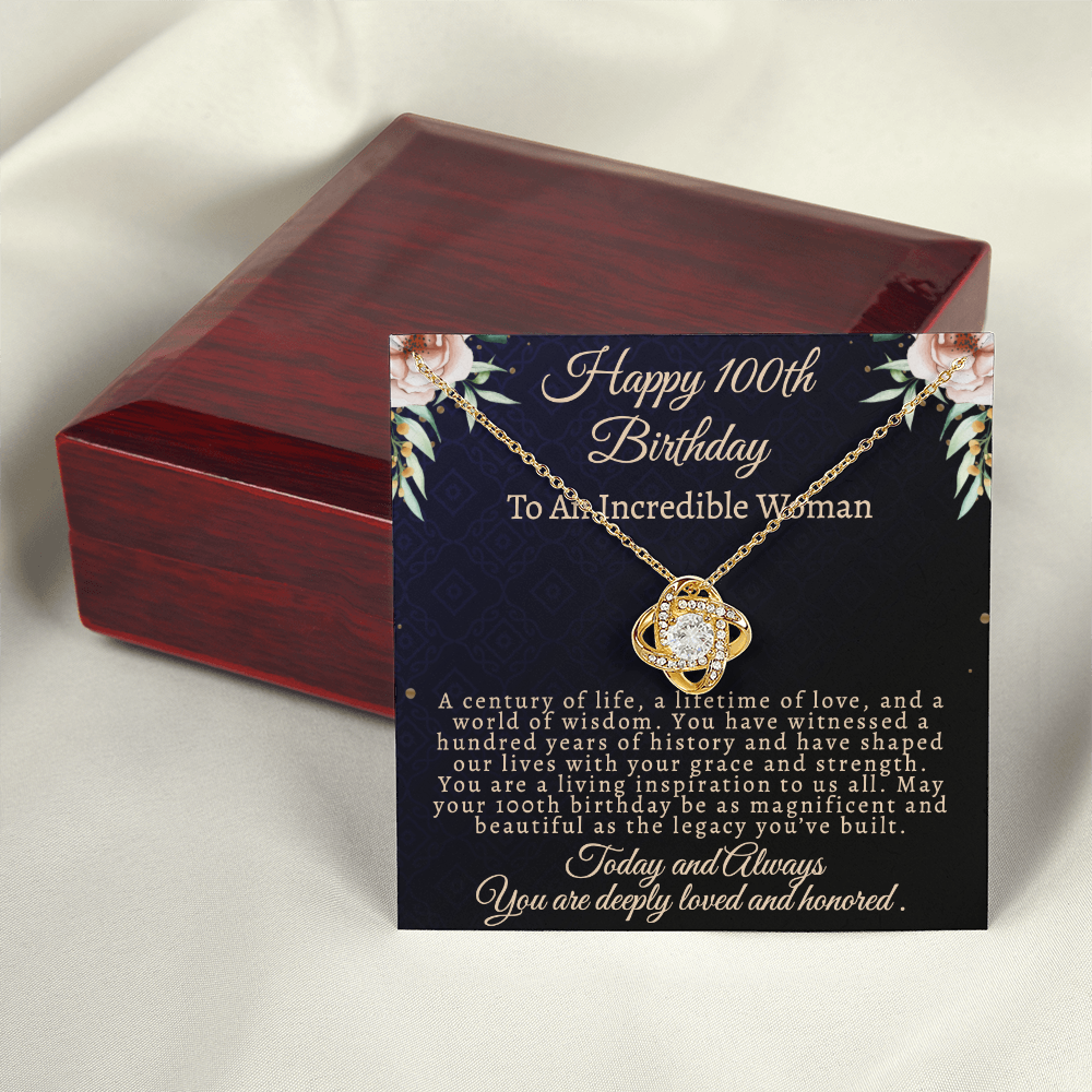 To My Legandary 100-Year-Old Woman | Centenarian 100th Birthday Gift | Elegant Love Knot Necklace