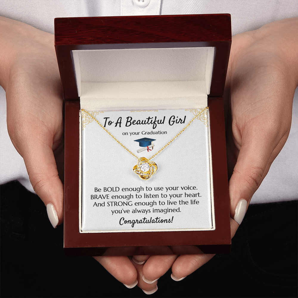Empowering Graduation Jewelry - Bold Brave Strong Necklace Gift for Daughter or Granddaughter