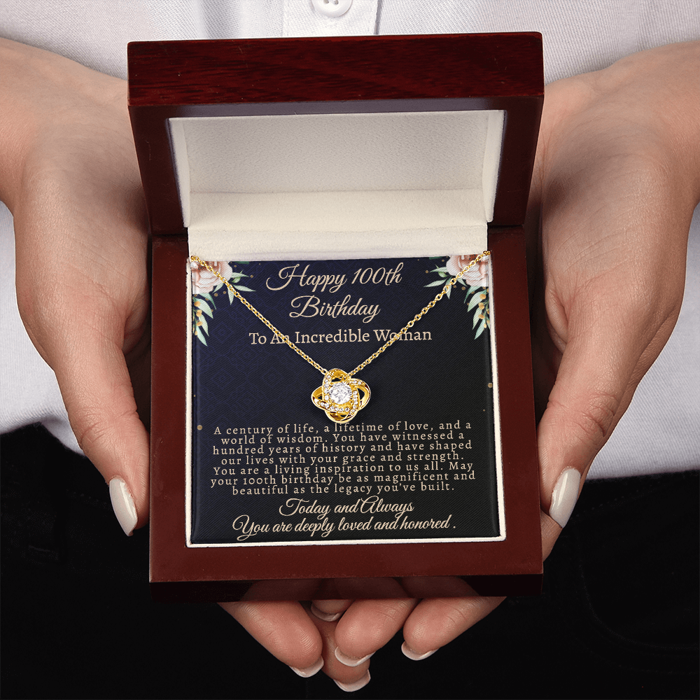 To My Legandary 100-Year-Old Woman | Centenarian 100th Birthday Gift | Elegant Love Knot Necklace