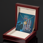 To My Military Wife Necklace – Gift from Deployed Husband – I Carry Your Heart Message Card – Love Knot Necklace