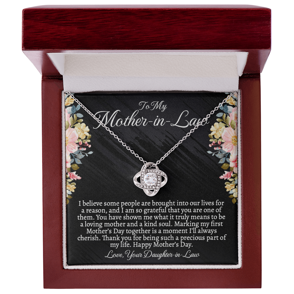 First Mother's Day Gift for Mother-in-Law, Meaningful Love Knot Necklace with Personalized Message Card, Daughter-in-Law to Mother-in-Law Jewelry