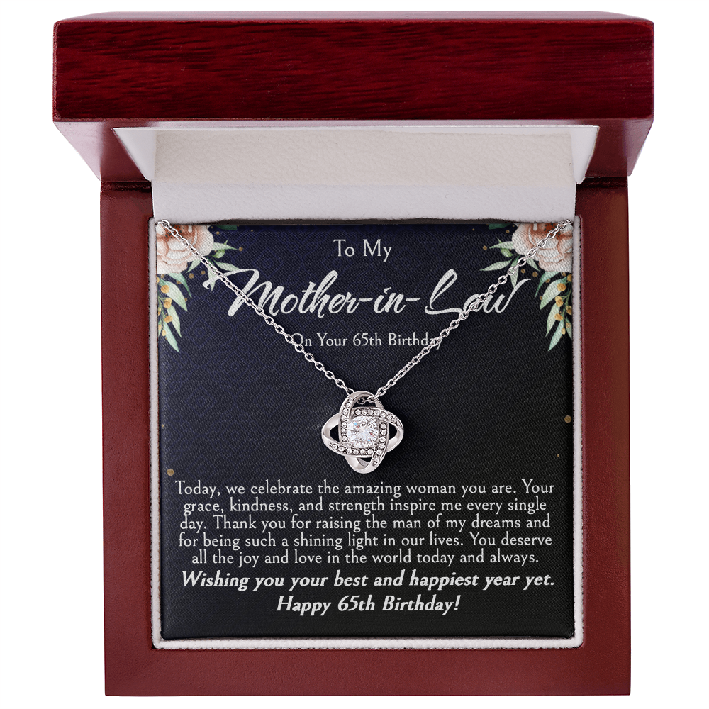 Mother-in-Law 65th Birthday Gift | Love Knot Necklace | Elegant Jewelry Gift for Mom-in-Law