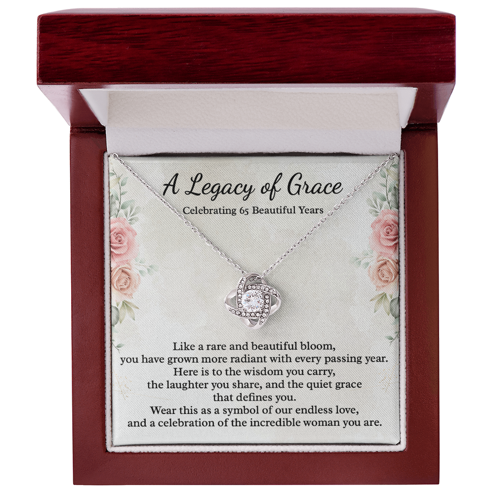 65th Birthday Gift for Women, 14k White Gold Necklace, A Legacy of Grace Jewelry