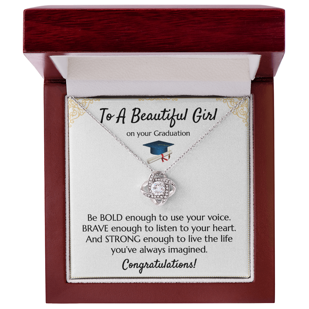 Empowering Graduation Jewelry - Bold Brave Strong Necklace Gift for Daughter or Granddaughter