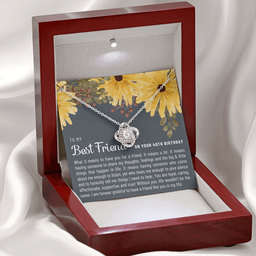 Best Friend 40th Birthday Gift - Infinity Knot Necklace, Sentimental Birthday Gift for Her, Special Friend 40th Jewelry