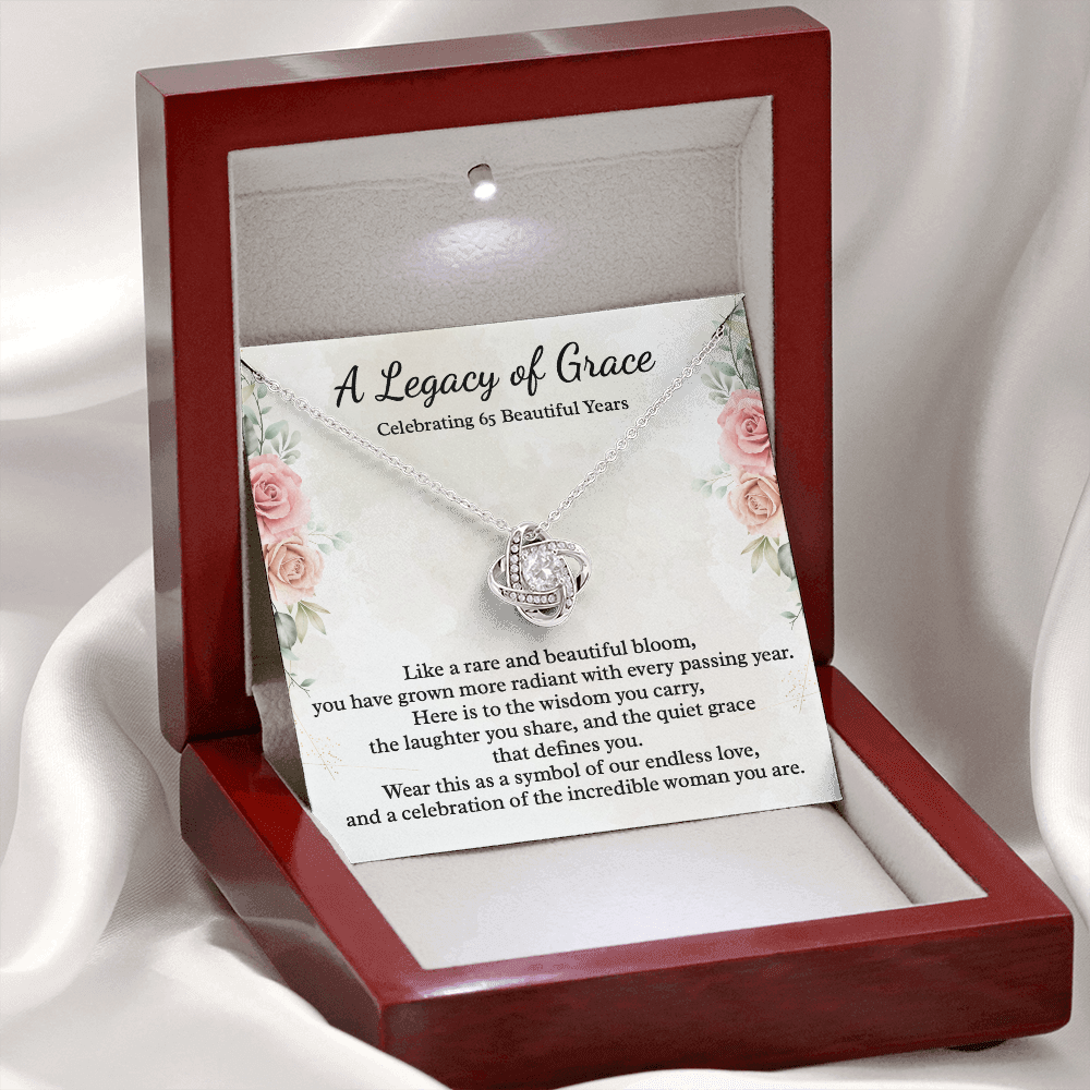65th Birthday Gift for Women, 14k White Gold Necklace, A Legacy of Grace Jewelry
