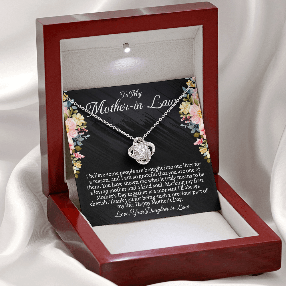 First Mother's Day Gift for Mother-in-Law, Meaningful Love Knot Necklace with Personalized Message Card, Daughter-in-Law to Mother-in-Law Jewelry