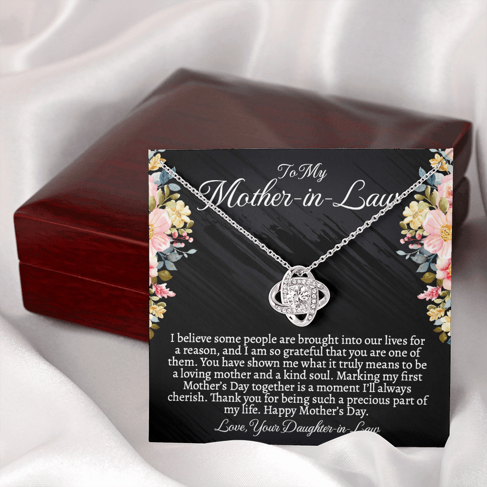 First Mother's Day Gift for Mother-in-Law, Meaningful Love Knot Necklace with Personalized Message Card, Daughter-in-Law to Mother-in-Law Jewelry