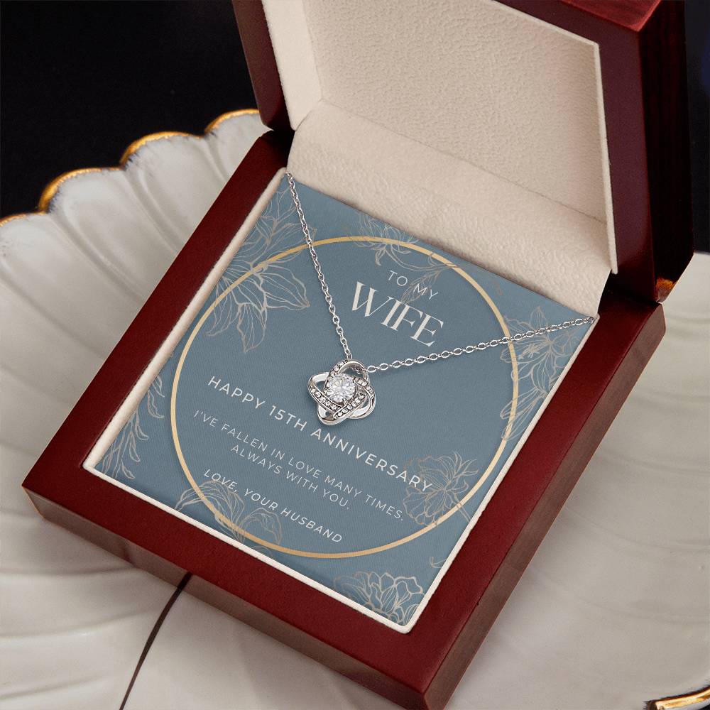 15 Year Anniversary Gift for Wife | Love Knot Necklace