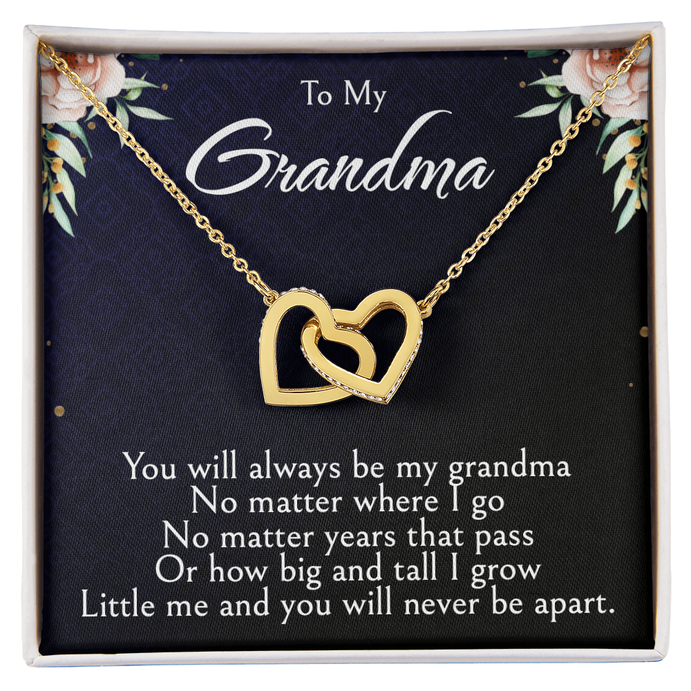 To My Grandma Necklace, Mother's Day Jewelry Gift, Two Hearts Embellished with Crystals