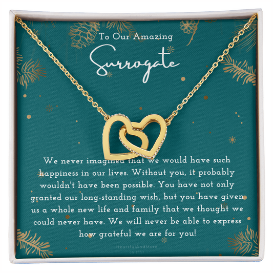 To Our Amazing Surrogate - Interlocking Hearts Necklace | Meaningful Thank You Gift for Carrying Our Miracle