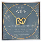 25 Year Anniversary Gift For Wife - Interlocking Hearts Necklace