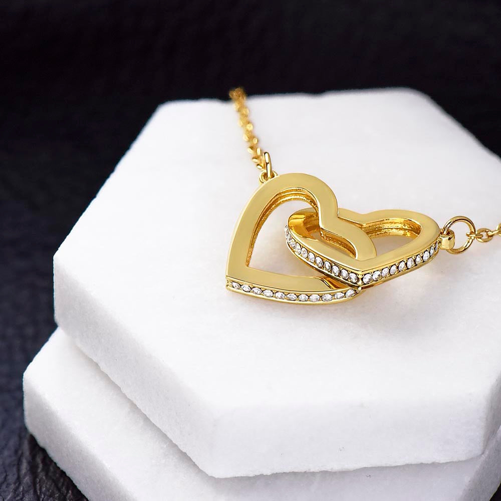To My Grandma Necklace, Mother's Day Jewelry Gift, Two Hearts Embellished with Crystals