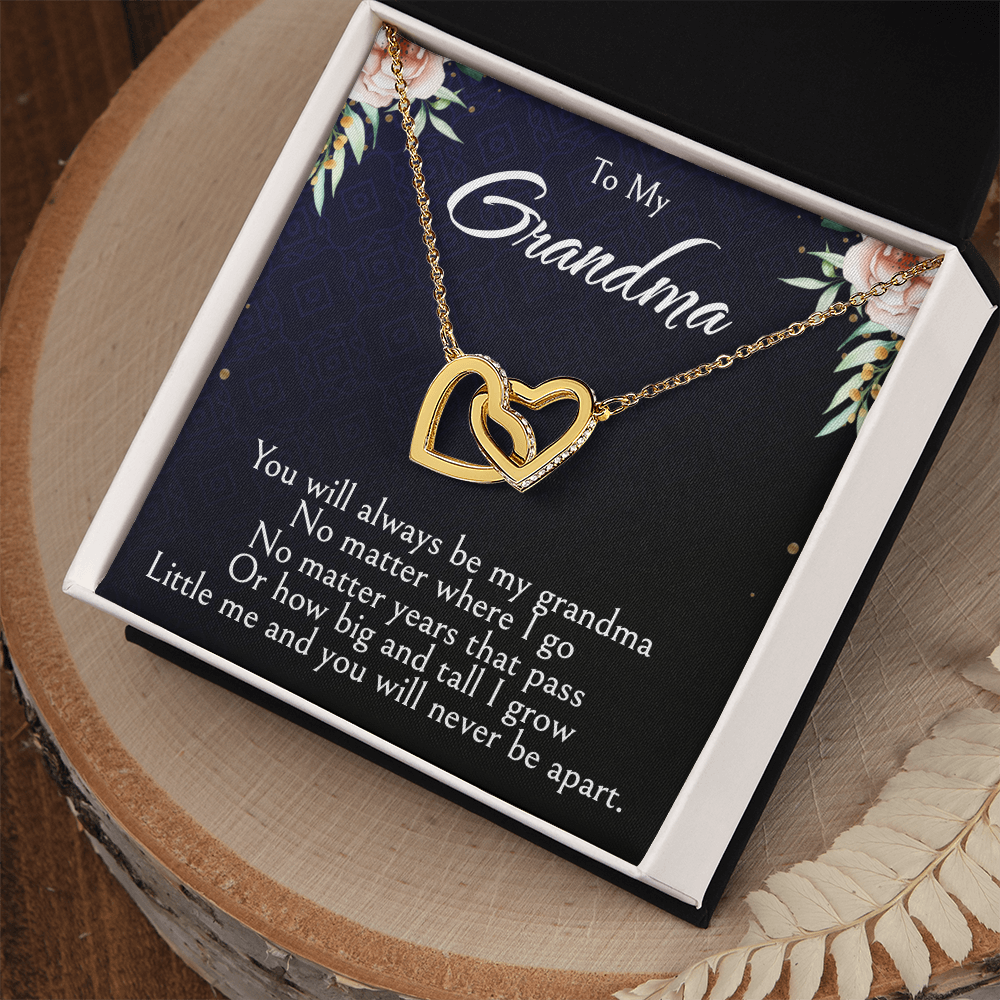 To My Grandma Necklace, Mother's Day Jewelry Gift, Two Hearts Embellished with Crystals
