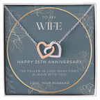 25 Year Anniversary Gift For Wife - Interlocking Hearts Necklace