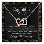 25 Year Anniversary Gift For Wife - Interlocking Hearts Necklace