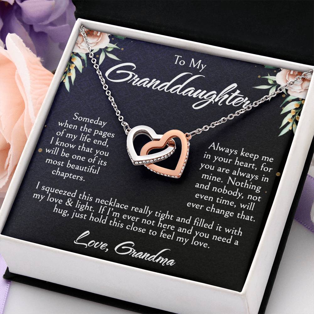 To My Granddaughter Necklace, Granddaughter Gifts From Grandma, Mother's Day, Birthday, Graduation Gifts with LED Box & Message Card