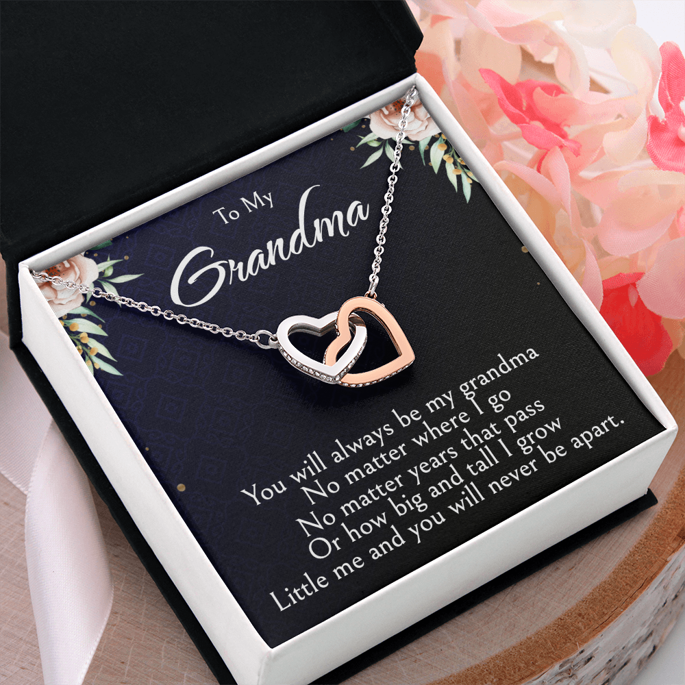 To My Grandma Necklace, Mother's Day Jewelry Gift, Two Hearts Embellished with Crystals