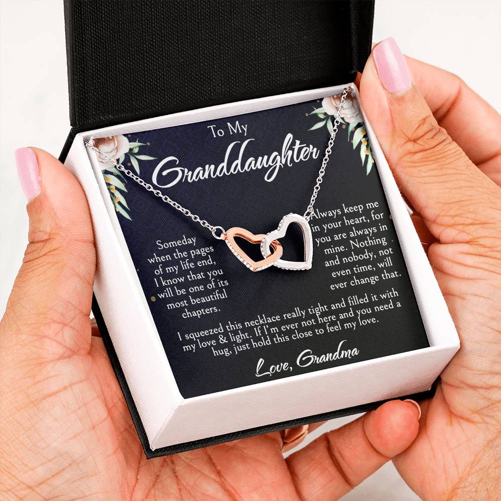 To My Granddaughter Necklace, Granddaughter Gifts From Grandma, Mother's Day, Birthday, Graduation Gifts with LED Box & Message Card