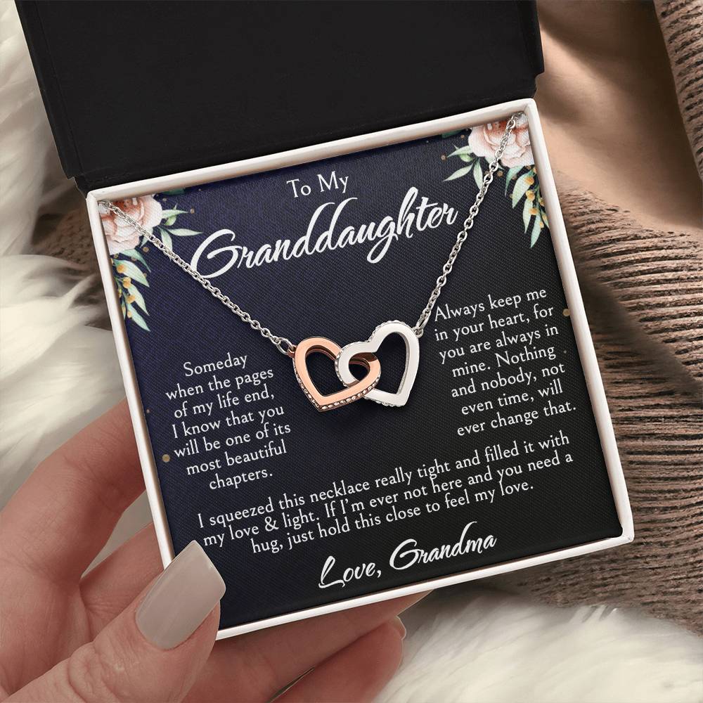To My Granddaughter Necklace, Granddaughter Gifts From Grandma, Mother's Day, Birthday, Graduation Gifts with LED Box & Message Card