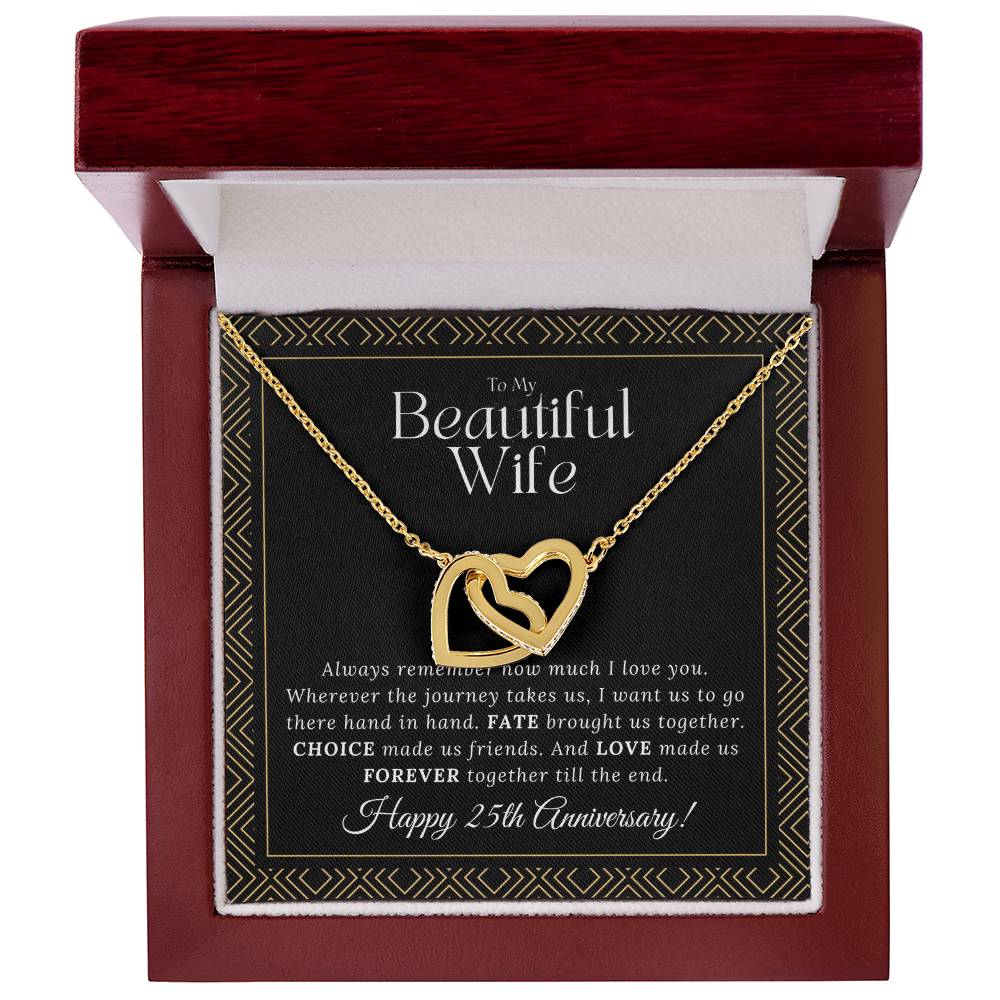 25 Year Anniversary Gift For Wife - Interlocking Hearts Necklace