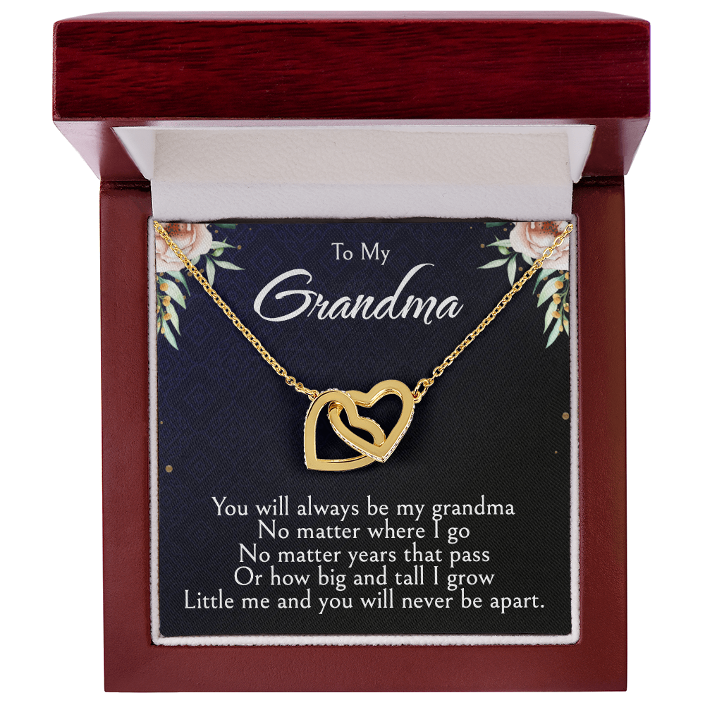 To My Grandma Necklace, Mother's Day Jewelry Gift, Two Hearts Embellished with Crystals