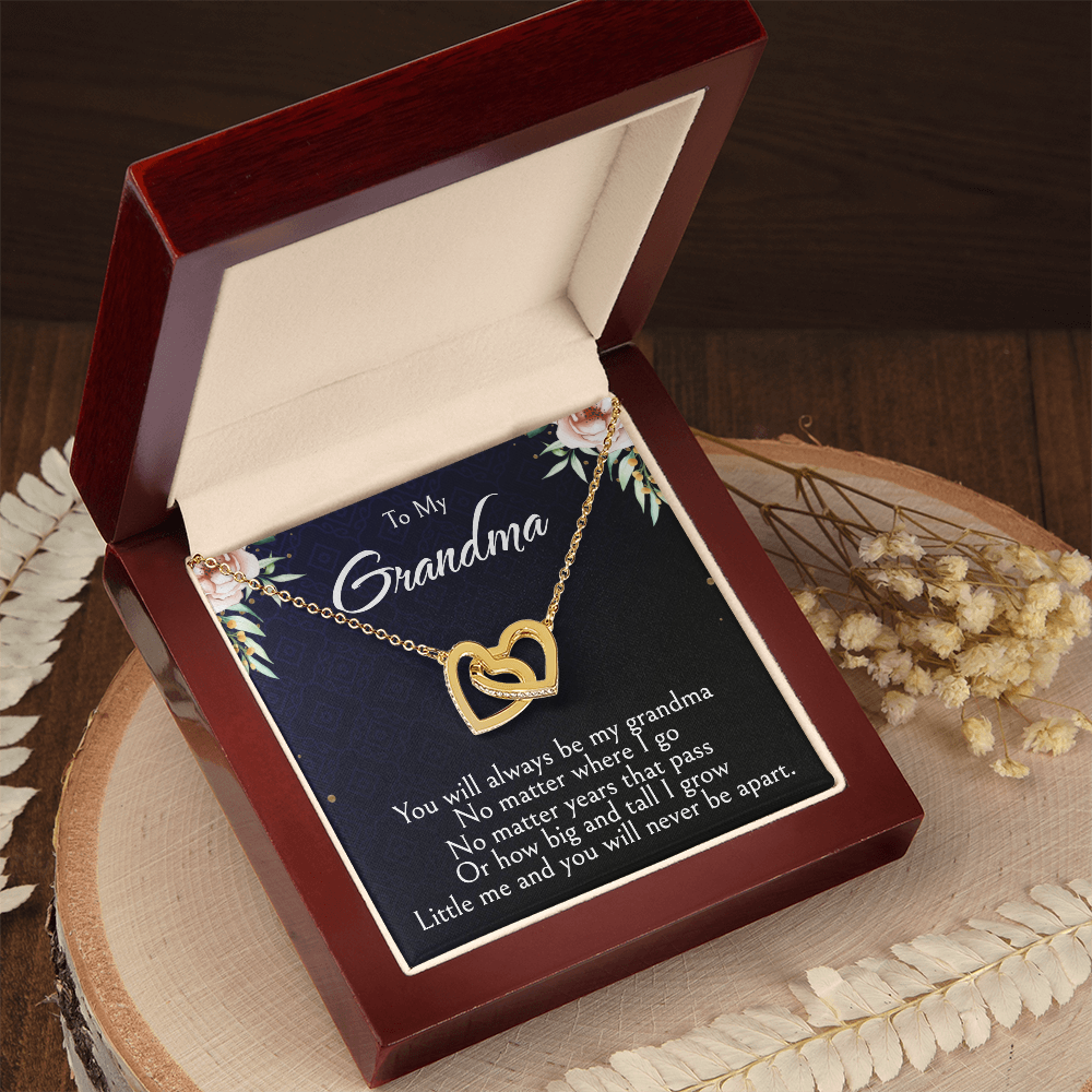 To My Grandma Necklace, Mother's Day Jewelry Gift, Two Hearts Embellished with Crystals