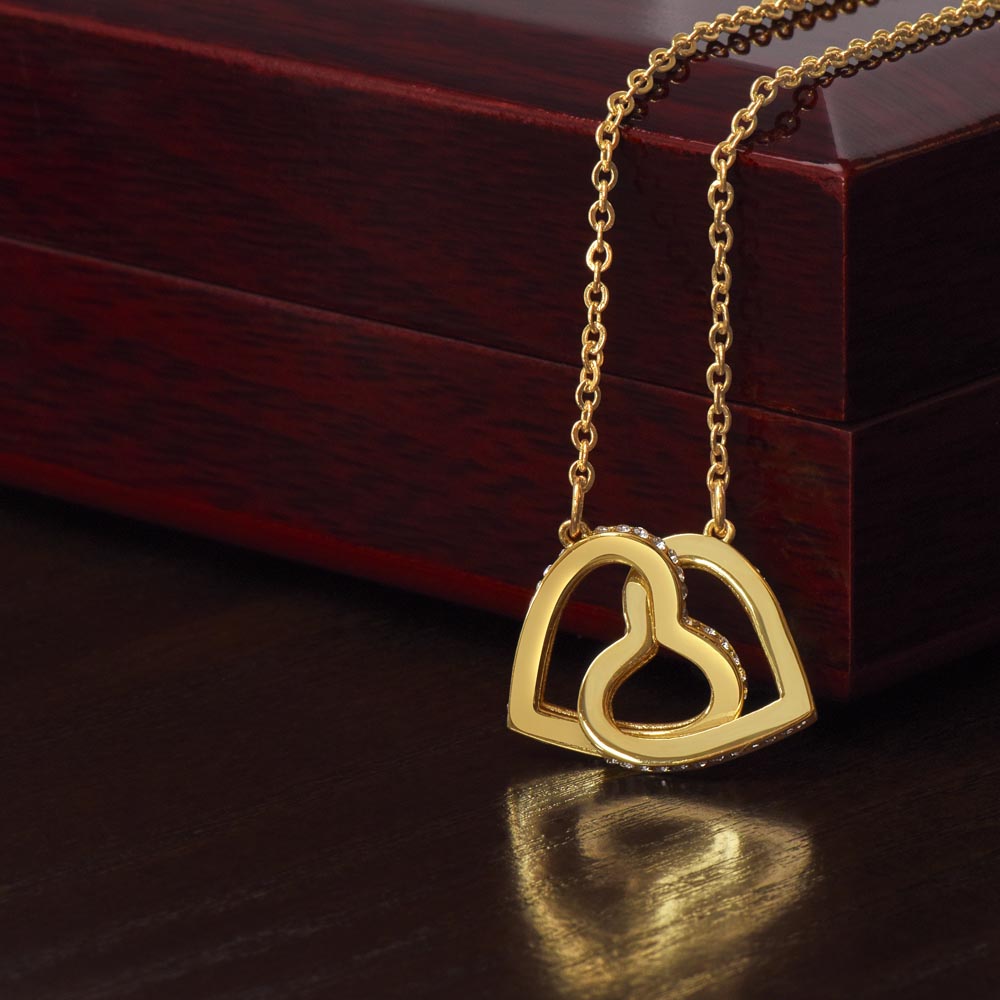 To My Grandma Necklace, Mother's Day Jewelry Gift, Two Hearts Embellished with Crystals