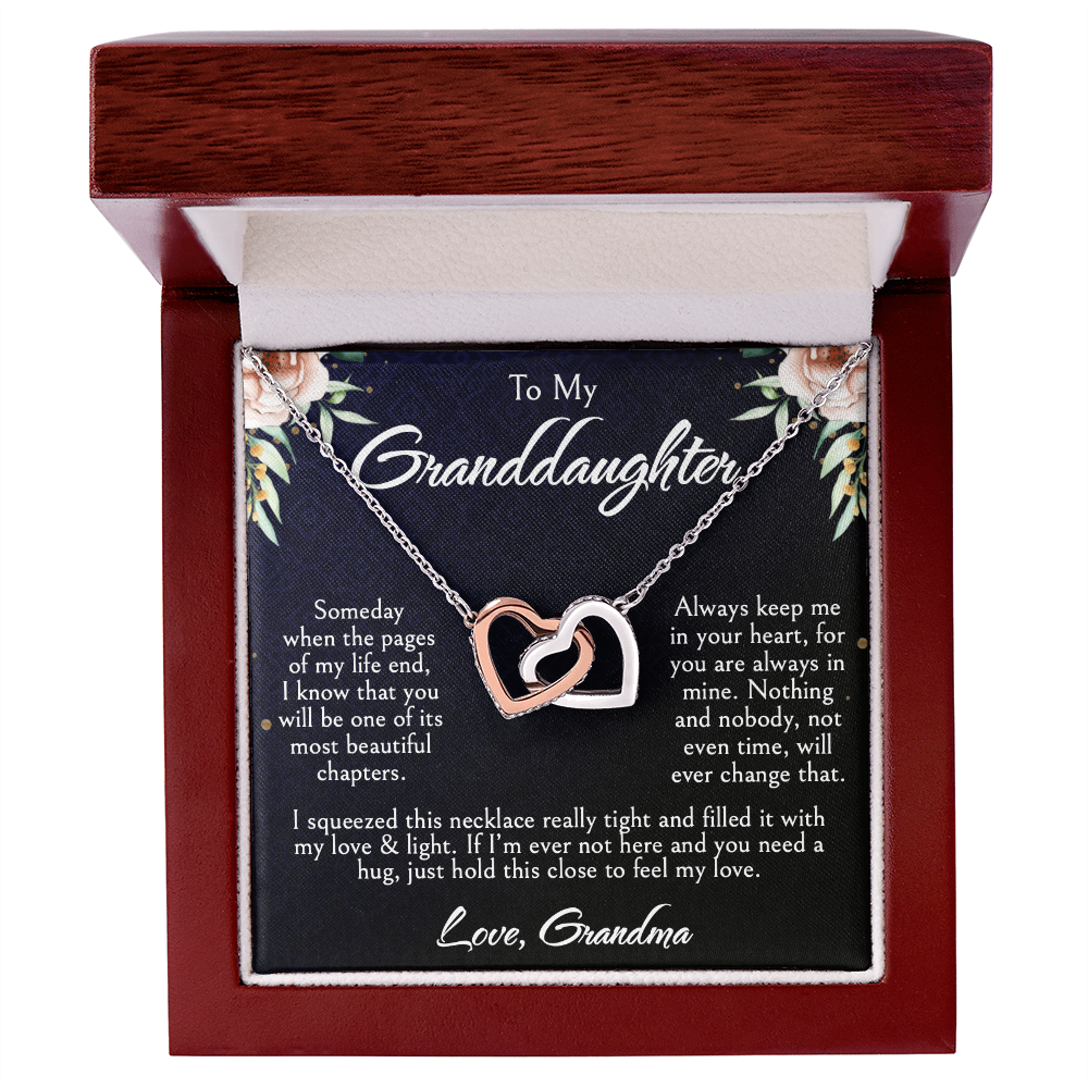 To My Granddaughter Necklace, Granddaughter Gifts From Grandma, Mother's Day, Birthday, Graduation Gifts with LED Box & Message Card