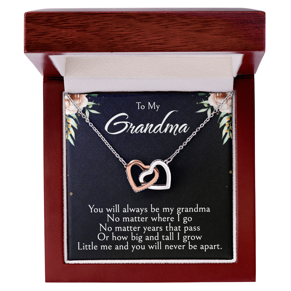 To My Grandma Necklace, Mother's Day Jewelry Gift, Two Hearts Embellished with Crystals