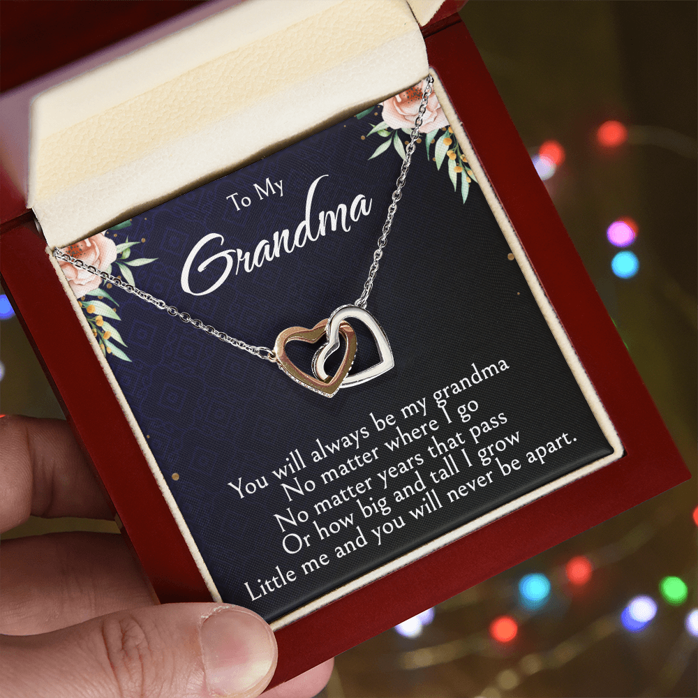 To My Grandma Necklace, Mother's Day Jewelry Gift, Two Hearts Embellished with Crystals