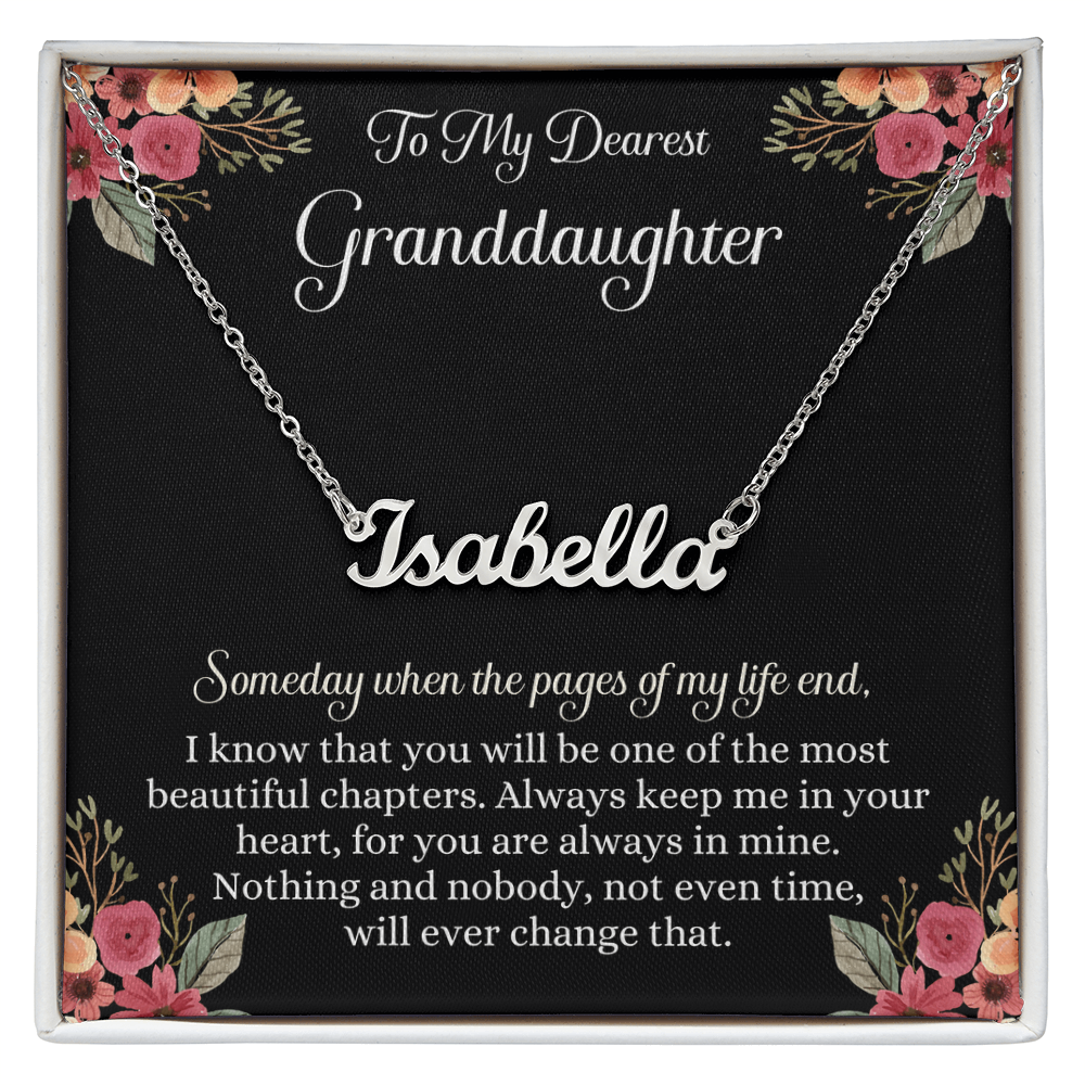Granddaughter Gift from Grandma & Grandpa, Personalized Name Necklace, To My Granddaughter Message Card, Christmas Gift for Granddaughter