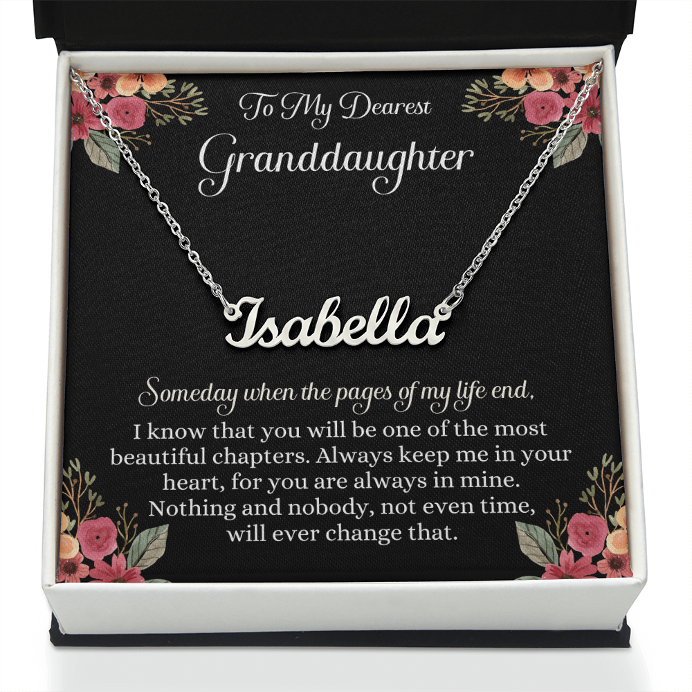 Granddaughter Gift from Grandma & Grandpa, Personalized Name Necklace, To My Granddaughter Message Card, Christmas Gift for Granddaughter
