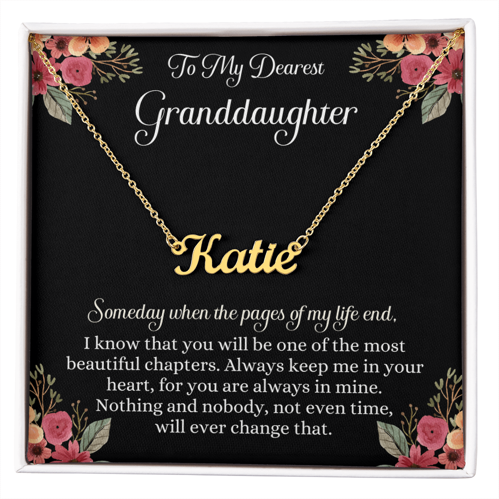 Granddaughter Gift from Grandma & Grandpa, Personalized Name Necklace, To My Granddaughter Message Card, Christmas Gift for Granddaughter