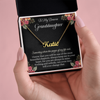 Granddaughter Gift from Grandma & Grandpa, Personalized Name Necklace, To My Granddaughter Message Card, Christmas Gift for Granddaughter