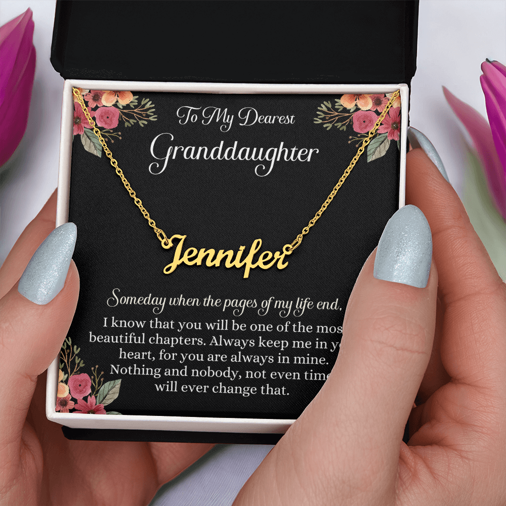 Granddaughter Gift from Grandma & Grandpa, Personalized Name Necklace, To My Granddaughter Message Card, Christmas Gift for Granddaughter