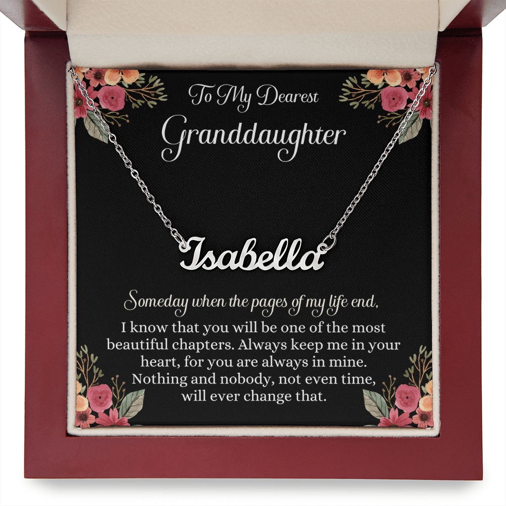 Granddaughter Gift from Grandma & Grandpa, Personalized Name Necklace, To My Granddaughter Message Card, Christmas Gift for Granddaughter