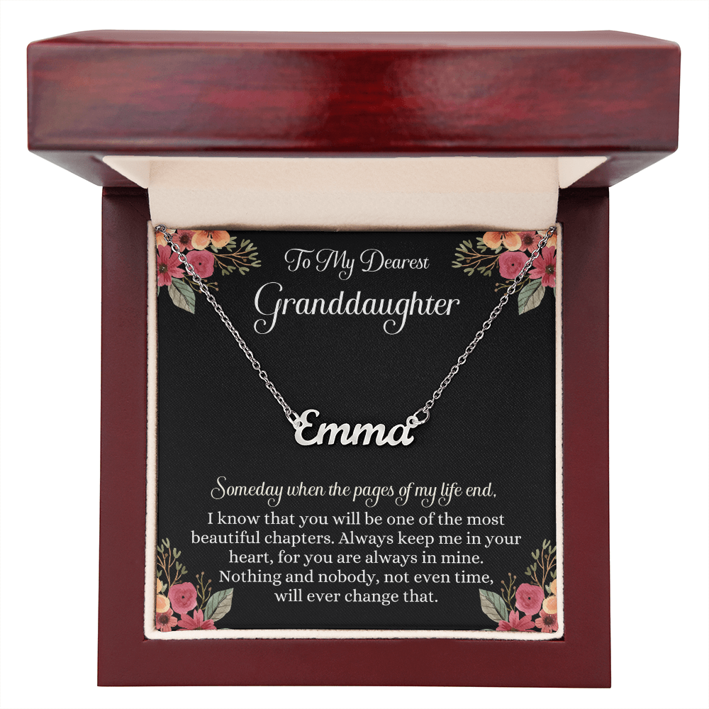 Granddaughter Gift from Grandma & Grandpa, Personalized Name Necklace, To My Granddaughter Message Card, Christmas Gift for Granddaughter