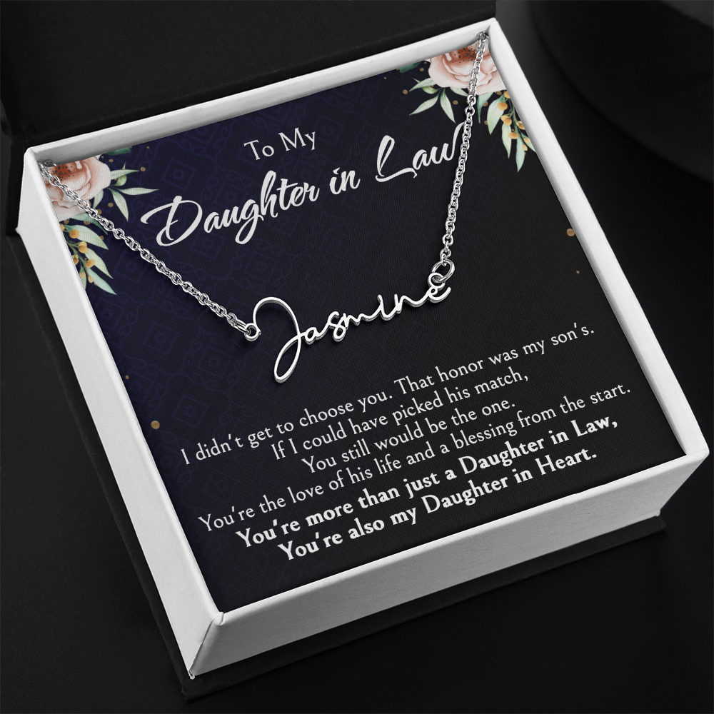 Custom Name Jewelry Gift for Daughter-in-Law, Meaningful Bonus Daughter Gift from Mother-in-Law, Personalized Pendant with Message Box